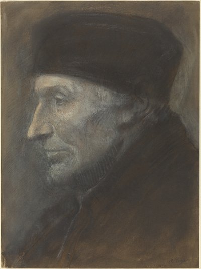 Hodet til en mann med en kalott av Alphonse Legros