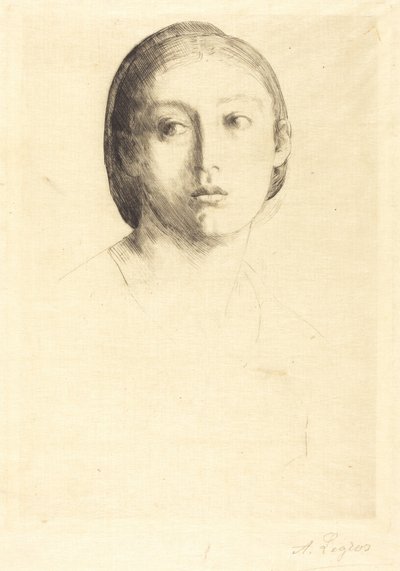 Hode av en ung jente av Alphonse Legros