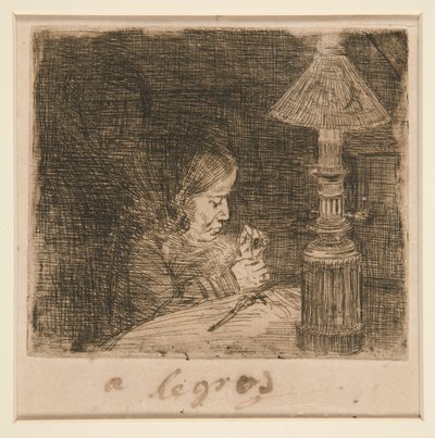 La Couseuse (Sykvinnen) av Alphonse Legros