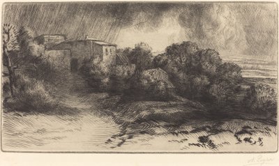 Gård på Brieux in a Storm av Alphonse Legros