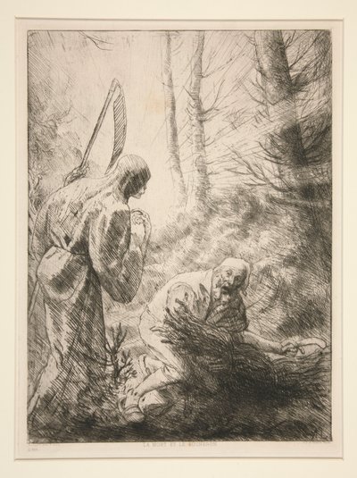 La Mort at le Bucheron, nr. 2 (Døden og vedhoggeren) av Alphonse Legros