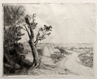 Landskap med stråstakker av Alphonse Legros