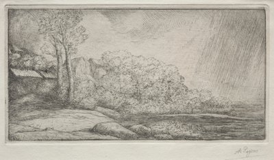 Landskap med to trær av Alphonse Legros