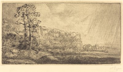 Landskap med to trær av Alphonse Legros