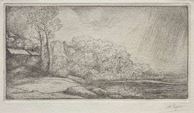 Landskap med to trær Landskap med to trær. av Alphonse Legros