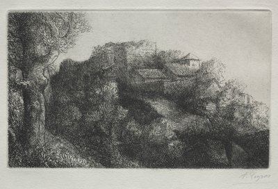 Landskap med bygninger. av Alphonse Legros