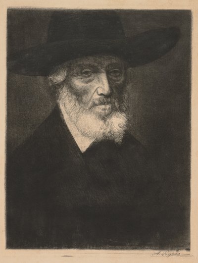 Stort portrett av Thomas Carlyle. av Alphonse Legros