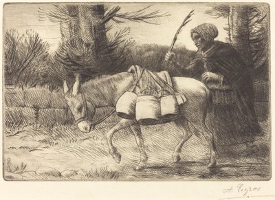 Milkmaid of Boulogne, tredje tallerken (Laitiere a Boulogne) av Alphonse Legros
