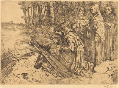 Munker hugger ved Les moines bucherons. av Alphonse Legros