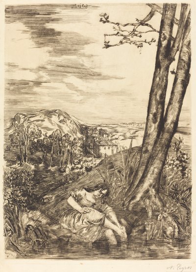 Bonde som vasker føttene hennes av Alphonse Legros