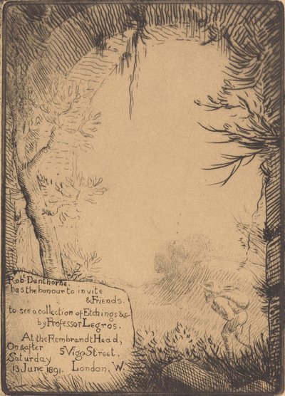 Plate laget for en utstilling på Dunthorne Home av Alphonse Legros