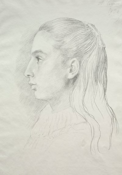 Portrett av frøken Nora E. Legros, 1896. av Alphonse Legros