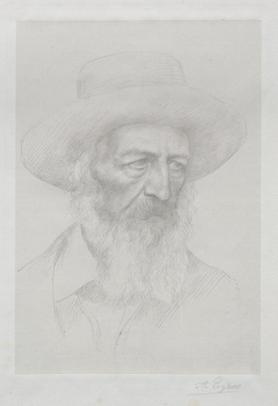 Portrett av Alfred Lord Tennyson. av Alphonse Legros