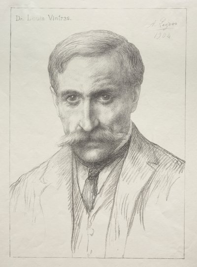 Portrett av Dr. Louis Vintras. av Alphonse Legros