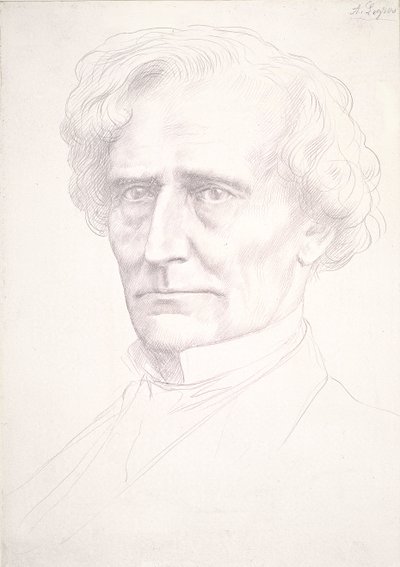 Portrett av Hector Berlioz (gullpunkt på rosa forberedt papir) av Alphonse Legros