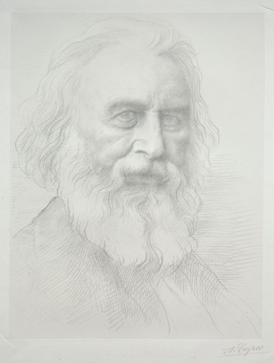 Portrett av Henry Wadsworth Longfellow 2nd plate. av Alphonse Legros