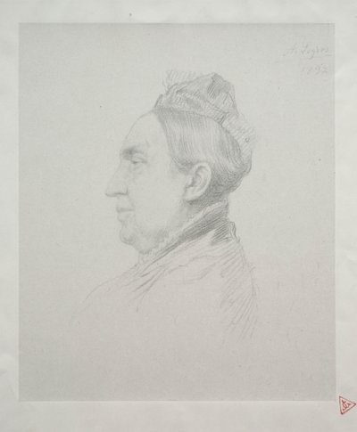 Portrett av Madame Kemp i profil (andre plate) av Alphonse Legros