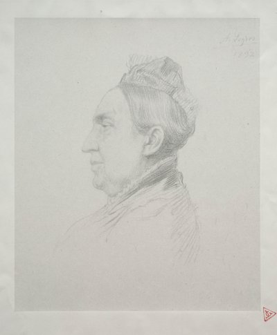 Portrett av Madame Kemp i profilens andre plate. av Alphonse Legros