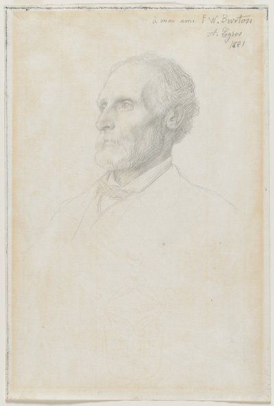 Portrett av Sir Frederick W. Burton, direktør for National Gallery, London av Alphonse Legros
