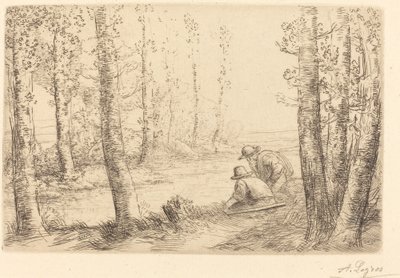 Hvil langs bredden av elven (Repos au bord de la riviere) av Alphonse Legros