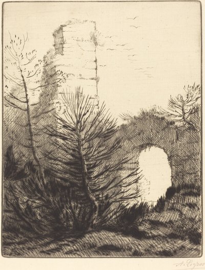 Ruinene av et kloster Les ruines du monastere. av Alphonse Legros