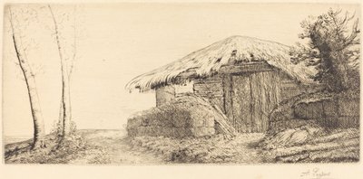 Shepherd's Hut på en Hillside Sheepfold i åssiden. av Alphonse Legros