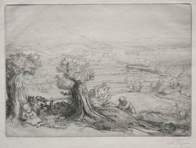 Minne om en dal i Burgund. av Alphonse Legros