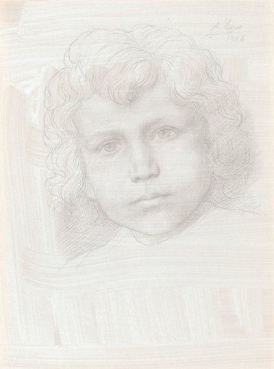 Studie av Cupid Head of a Girl, 1904. av Alphonse Legros