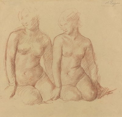 Studie av to figurer som sitter side om side. av Alphonse Legros