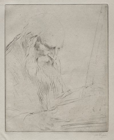 Studie av en mann som leser. av Alphonse Legros