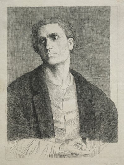 Studie av et mannshode. av Alphonse Legros