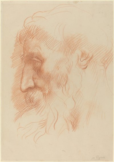 Studie av en manns hode [recto]. av Alphonse Legros