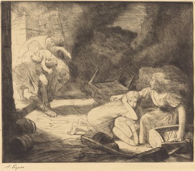 The Fire, 2. plate L'incendie. av Alphonse Legros