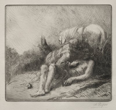 Den barmhjertige samaritan. av Alphonse Legros