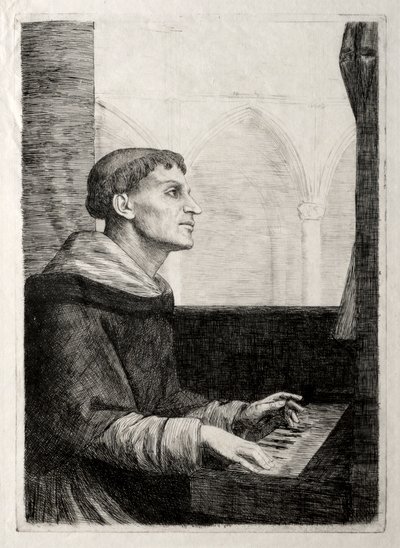 Munken ved orgelet. av Alphonse Legros