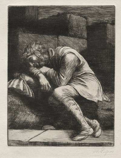 Den sovende tigger. av Alphonse Legros