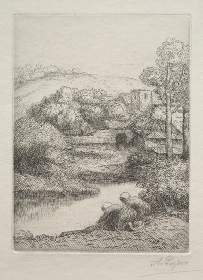Vaskeplassen, kalt The Washerwomen Le Lavoir, Dite Les Laveuses. av Alphonse Legros