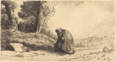 Vagabond som går gjennom en smal gate av Alphonse Legros