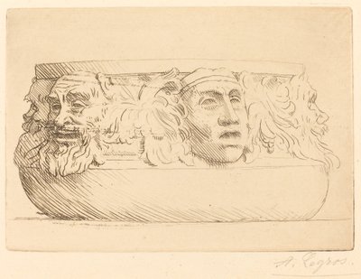 Vase med grotesker Vasen med masker. av Alphonse Legros