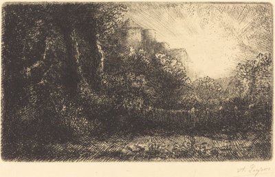 Utsikt over et Chateau de Poillet. av Alphonse Legros