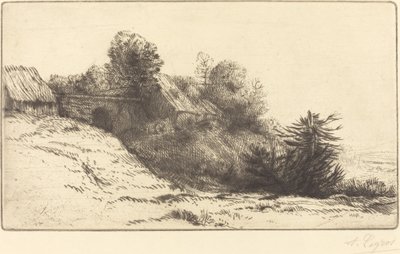 Utsikt over en gård, 2. tallerken av Alphonse Legros