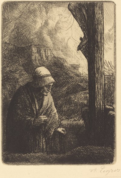 Kvinne ved foten av korset Femme au calvaire. av Alphonse Legros