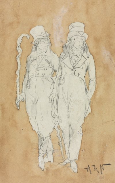 To unge menn av mote (stående) av Alphonse Marie Adolphe de Neuville