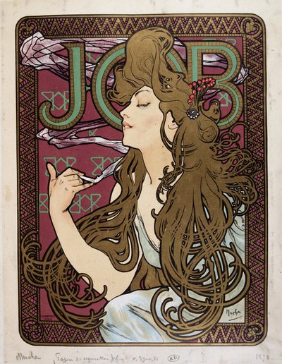 Reklameplakat for "Job Cigarette Paper" av Mucha av Alphonse Mucha
