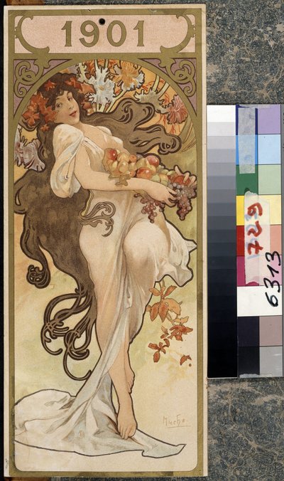 Årets kalender 1901. Kunstverk av Alfons Maria Mucha (Alphonse Marie Mucha av Alphonse Marie Mucha