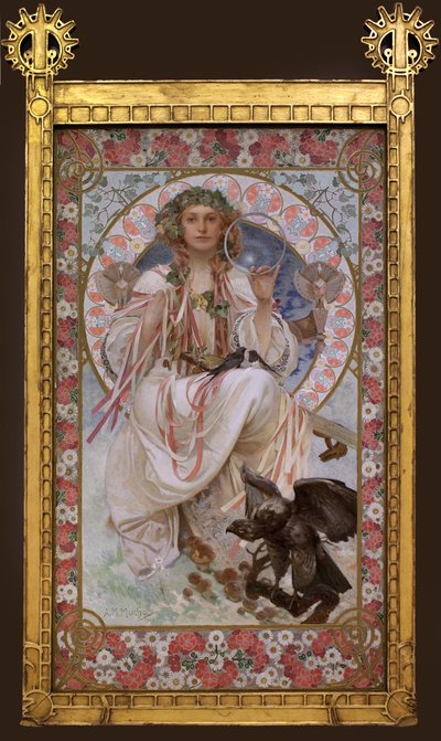 Portrett av Josephine Crane Bradley i Slavia. Maleri av Alfons Mucha (1860-1939), olje og tempera på lerret av Alphonse Mucha