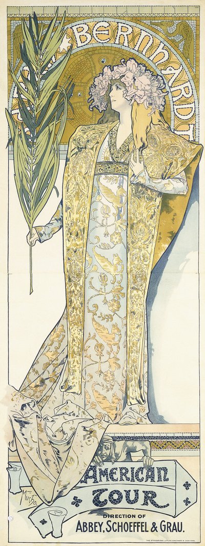 Sarah Bernhardt, American Tour, 1895 av Alphonse Mucha