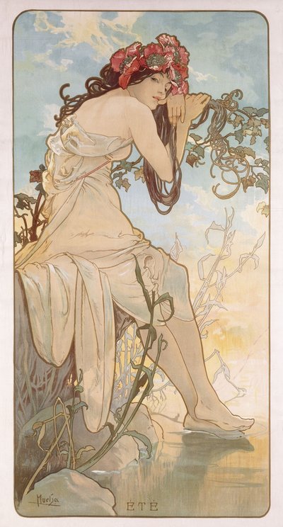 Sommer; Ete, ca. 1896 av Alphonse Mucha