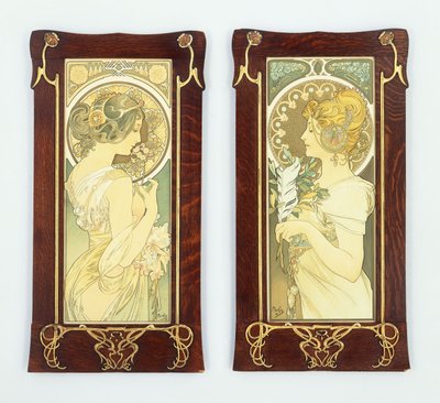 Primrose og pinne; Våren og fjæren, 1899 av Alphonse Mucha