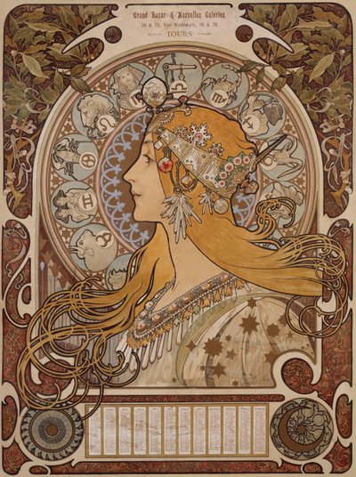 Zodiac, Grand Bazaar og nye gallerier, turer av Alphonse Mucha